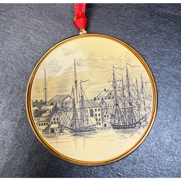 Barlow Scrimshaw Sea Port Tall Ship Christmas Ornament - Picture 3 of 6
